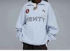 PUMA Fenty X Nylon Drill Top Pullover Mens Blue Casual Tops 63573448 Sz L