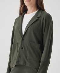 Pact Tops Outerwear Women’S Airplane Relaxed Blazer Large Evergreen Heather