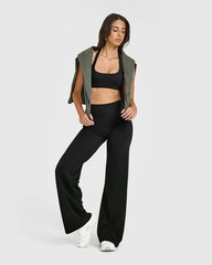 Yoga Pants Women High Waist Stretch Casual Soft Straight Leg Bottoms Black Long