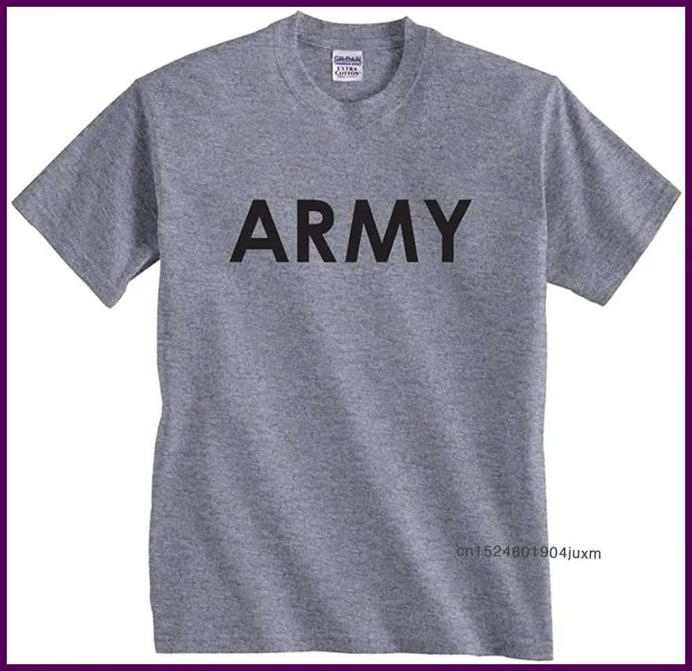 Mens 100% Cotton Streetwear Army PT T-Shirt Hip Hop Training Top