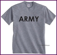 Mens 100% Cotton Streetwear Army PT T-Shirt Hip Hop Training Top