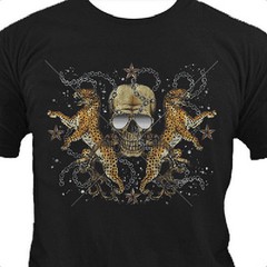 Skull w/Leopards T Shirt Choose Style, Size, Color Skull Tee Up To 4XL 10151