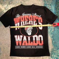 Where’s Waldo? Waldo Black Graphic Print Crew Neck Short Sleeve Tee Unisex S