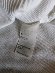 EUC Dockers Ribbed V-Neck Cream Distressed Cotton/Linen Split Hem Top L/XL