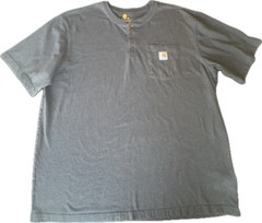 Carhartt Henley Shirt Gray Short Sleeve Orig Fit Mens Size 2XL LOGO