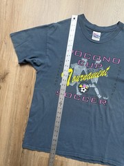 VINTAGE Pocono Cup Soccer T-Shirt Size Large Blue Art Obscure Sports Tournament