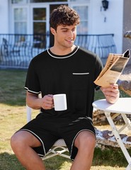 Ekouaer Mens Pajamas Set Soft Sleepwear Lightweight 2 Piece Shorts Set Casual