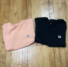 Carhartt Women’s XL Pink & Black Solid Crew Neck Pocket T-Shirts Lot of 2