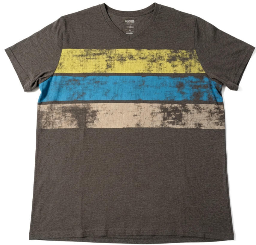 MEN’S TSHIRT Mossimo Supply Co Gray V-Neck Retro Stripes 70’s Retro Look LARGE L