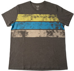 MEN’S TSHIRT Mossimo Supply Co Gray V-Neck Retro Stripes 70’s Retro Look LARGE L