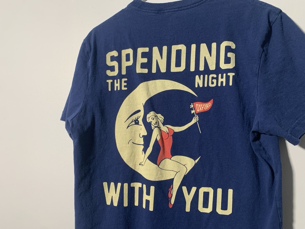 J.Crew x Oxford Pennant Men’s M Navy Cotton Graphic Print T-Shirt Moon Art