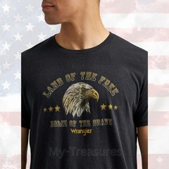 NEW Wrangler Men Graphic Tee XL Black Eagle Flag Patriotic Shirt USA Americana