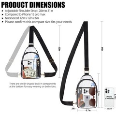 Clear Crossbody Bag with Adjustable Strap for Stadium Events and Sport Concert