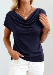 Womens Tops Dressy Casual Clothing 2026 Summer Cowl Neck Short Sleeve Blouses…