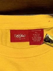 Vintage 90s Mossimo T shirt Mens XL Yellow Spell Out Cities Graphic Red Tag