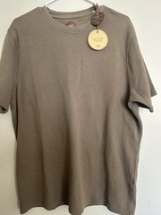 COMMON PEOPLE Ottoman Texture T-Shirt Large Ribbed Short Sleeved Brown