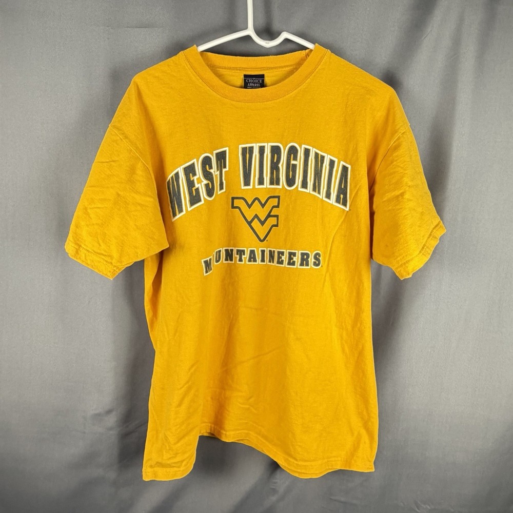Vintage West Virginia T Shirt Large Yellow Mountaineers Choice Apparel Tag
