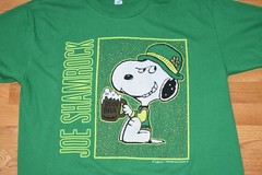 VTG 1990s Snoopy St Patricks Day Joe Shamrock Single Stitch Peanuts Green USA L