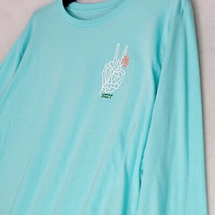 NEFF SKELETON SHIRT MENS XL GREEN BLUE LONG SLEEVE PUSHING UP DAISIES NWT