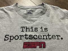 Champion ESPN Sportscenter T Shirt Mens Small Gray Short Sleeve TV Promo