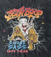 Betty Boop Mens Large T-shirt Black Fleischer 1977 Savage Sass Tour T-shirt L