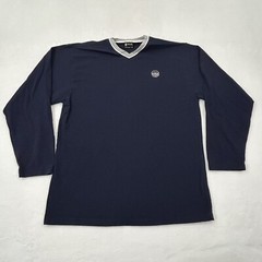Vintage Gear For Sports Rising Son Embroidered Navy Blue Longsleeve Shirt Men XL
