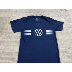 Volkswagen T-Shirt Mens Small Navy Blue DriverGear Graphic Logo Racing Stripes