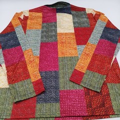 Geometric Colorblock T Shirt Mens XL Multicolor Long Sleeve With Buttons