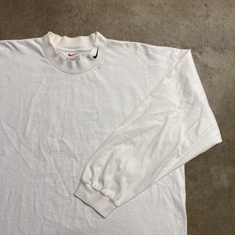 Vintage Nike Shirt Mens 2XL White Long Sleeve Mock Neck Swoosh ACG Thermal USA
