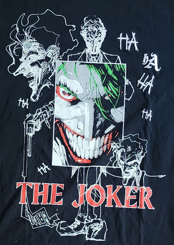 DC Comics T-Shirt Men’s Sz Large Joker Gotham City Batman Universe Cartoon Tee