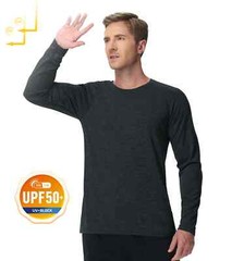 Mens Sports Shirt Long Sleeve UPF50+ Quick Dry Breathable Outdoor Fitness