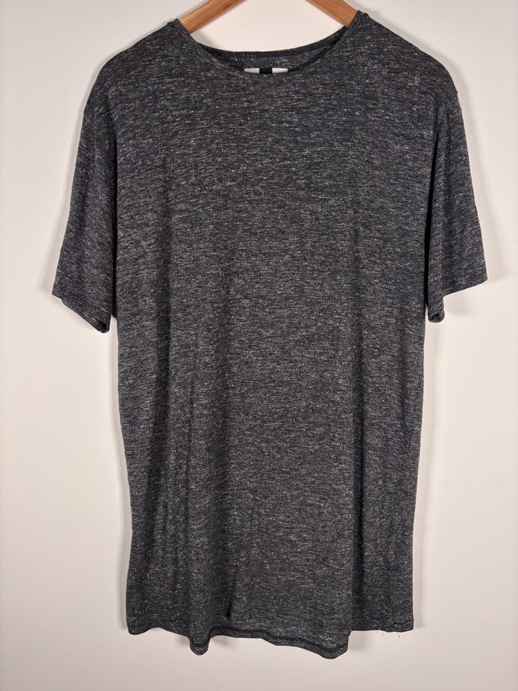 Topman Elongated Longline T-Shirt Mens Medium Charcoal Grey Marl Slim Fit