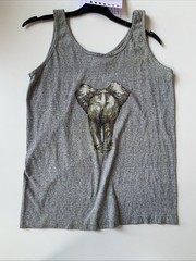 Grey “Marine World Africa USA” Elephant Graphic Tank Top AGU-731