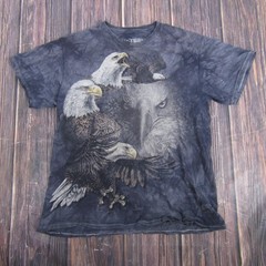 EdTees By The Mountain Shirt Mens Large Black Eagle Graphic Tie Dye Print