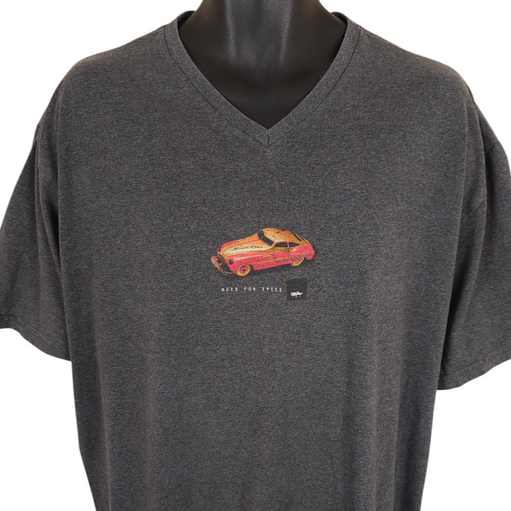Vintage Mossimo T Shirt Mens Size XL Gray 90s Need For Speed V Neck Made In USA