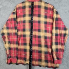 Vintage Dockers Flannel Henley Shirt Men’s XL Red/Yellow Plaid USA Made Grunge
