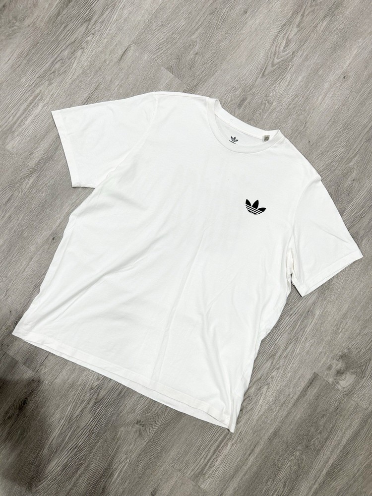 adidas Originals Trefoil Logo White Short Sleeve Crew Neck Cotton Tee Men’s XL