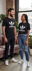 ADIDAS Vintage Trefoil Logo BLACK Regular Fit Short Sleeve T-shirt NWT