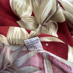 Pierre Cardin Casual floral. Red and Cream Button Down Shirt. 100% Rayon .