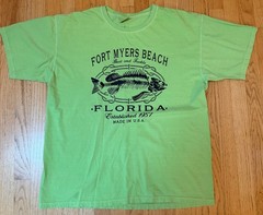 Fort Myers Bait and Tackle Skeleton Fish green t-shirt XL