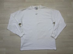 Vintage Nike Center Swoosh Size (L) Long Sleeve Made in USA White w/Black Check