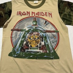 Vintage 1984 Iron Maiden Aces High Camo Band T-Shirt Size Medium 80s Concert