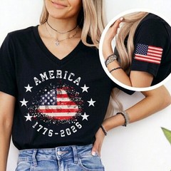 250th Anniversary of The United States Bella Canvas V-Neck Tee, USA Independence