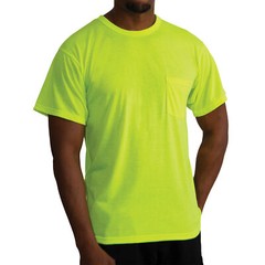 Men’s Safety Green Moisture Wicking Short Sleeve T-Shirt With Chest Pocket