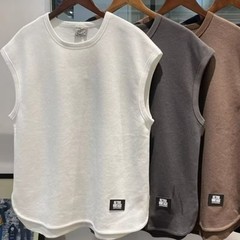 4 Color Crew Neck T-shirt For Men Fitness Sweatshirt Sleeveless Vest Casual Top