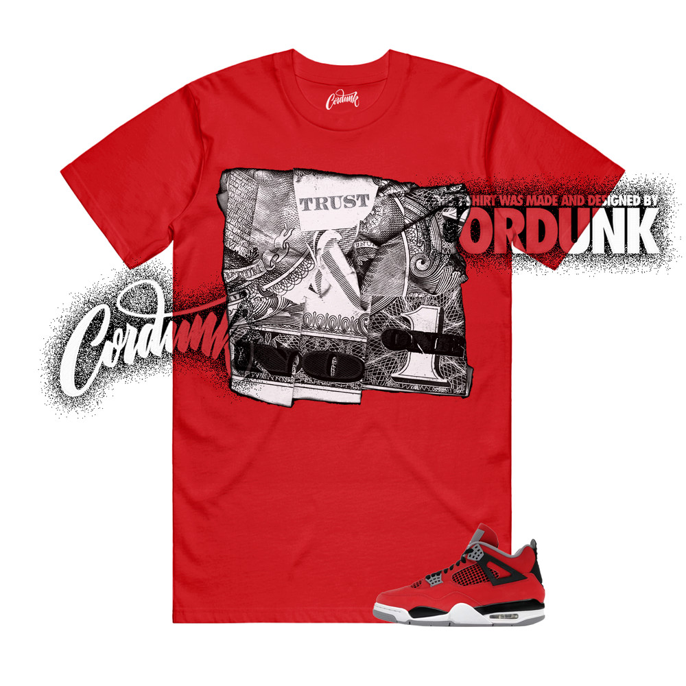 4 Toro Bravo Fire Red White Black Cement Grey 2026 T Shirt Match TRUST