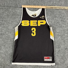 SportsPage SEP Jersey Mens White Black Yellow #3 Mesh Tank Athletic Basketball
