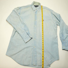 Vintage Ralph Lauren Blake Shirt Mens Medium Blue Light Wash Denim Pony