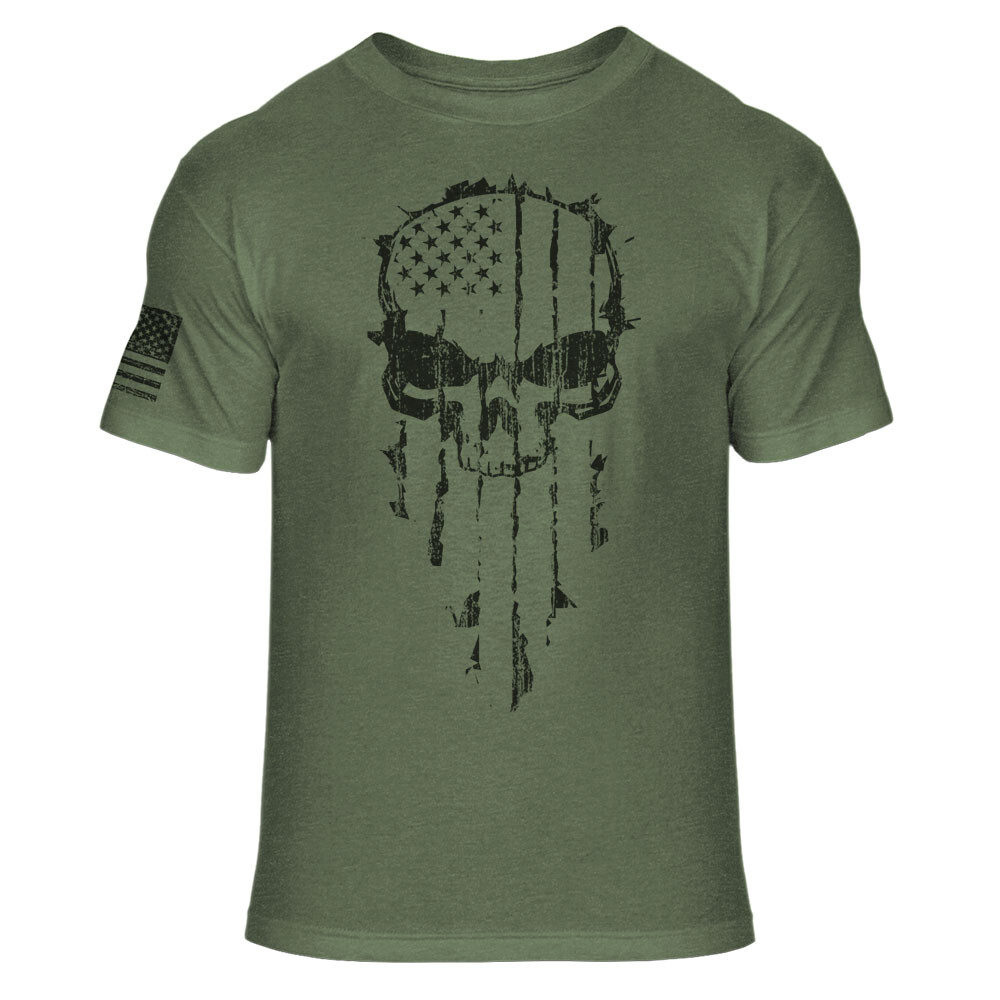 USA Flag Death Reaper Skull Tactical Warrior American Athletic T-Shirt – A03