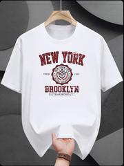 Men’ New York Brooklyn Graphic T-Shirt – 100% Cotton Short Sleeve Round Neck